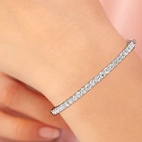 (F, Si1-Si2) Womens 5 CT. T.W. Lab Grown White Diamond Sterling Silver Round Bangle Bracelet