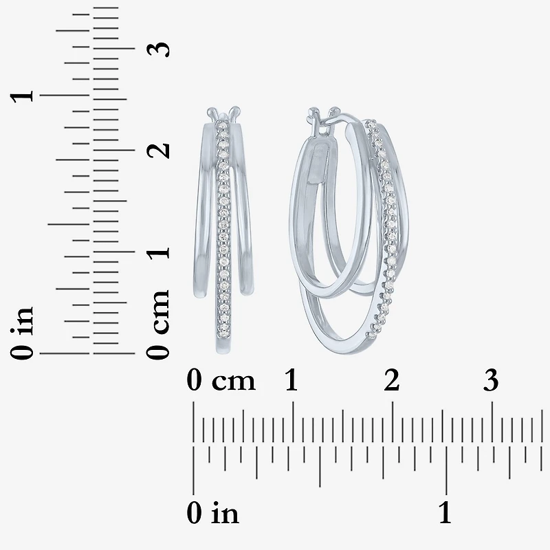 (Si2-I1,Si2-I1) Womens 1/10 CT. T.W. Lab Grown White Diamond 14K Rose Gold Over Silver 18.8mm Round Hoop Earrings