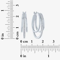 (Si2-I1,Si2-I1) Womens 1/10 CT. T.W. Lab Grown White Diamond 14K Rose Gold Over Silver 18.8mm Round Hoop Earrings