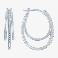 (Si2-I1,Si2-I1) Womens 1/10 CT. T.W. Lab Grown White Diamond 14K Rose Gold Over Silver 18.8mm Round Hoop Earrings