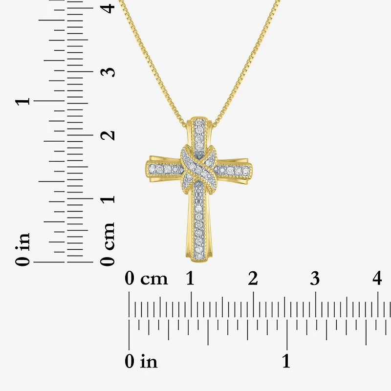 (G-H / Si2-I1) Womens 1/10 CT. T.W. Lab Grown White Diamond Sterling Silver Cross 18 Inch Pendant Necklace