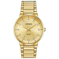 Citizen Quartz Mens Gold Tone Stainless Steel Bracelet Watch Bi5012-53q