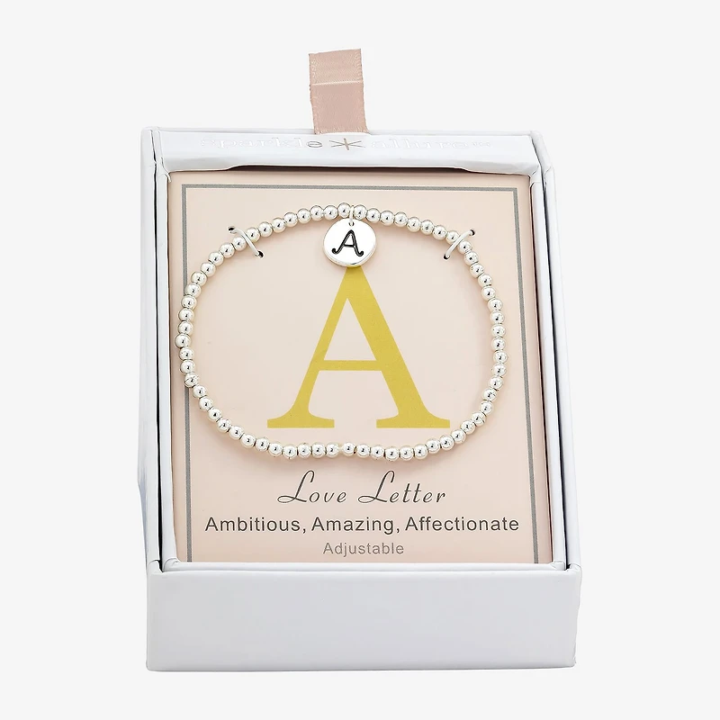 Sparkle Allure Initial Womens Round Beaded Bracelet
