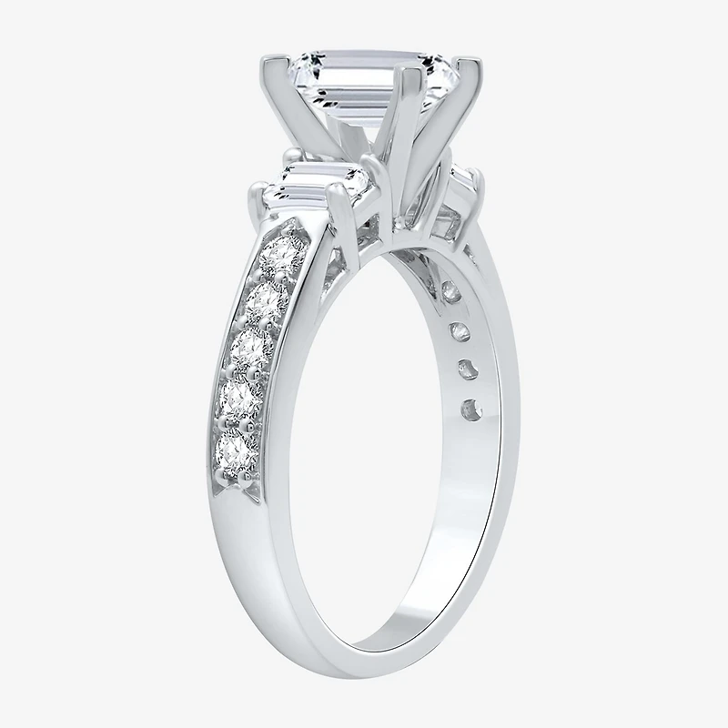 Signature By Modern Bride (H-I / Si1-Si2) Womens 2 CT. T.W. Lab Grown White Diamond 10K Gold Side Stone 3-Stone Engagement Ring