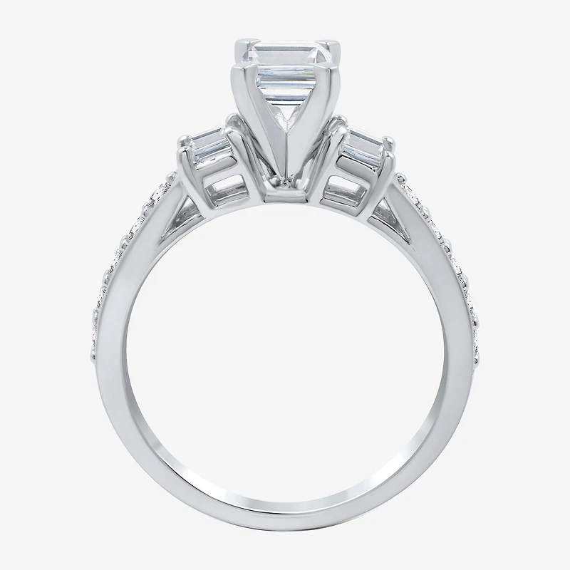 Signature By Modern Bride (H-I / Si1-Si2) Womens 2 CT. T.W. Lab Grown White Diamond 10K Gold Side Stone 3-Stone Engagement Ring