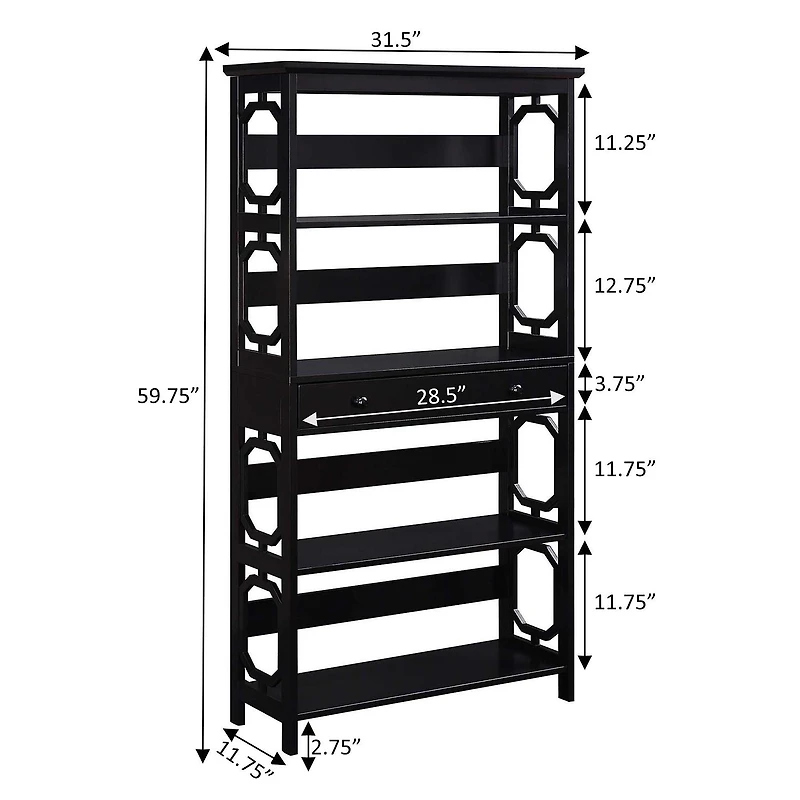 Convenience Concepts Omega 5-Shelf Bookcase