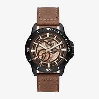 Relic By Fossil Mens Automatic Brown Leather Strap Watch Zr12663