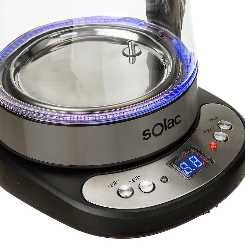 SOLAC AROA PREMIUM Adjustable Temperature Cordless Glass Kettle