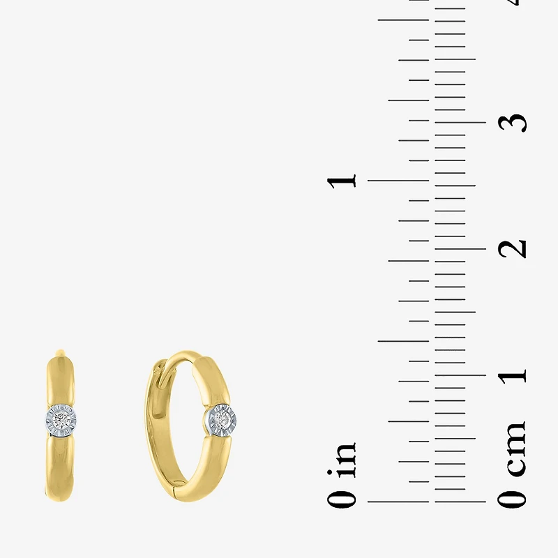 (G-H / I1-I2) Womens Diamond Accent Lab Grown White 10K Gold 11mm Hoop Earrings
