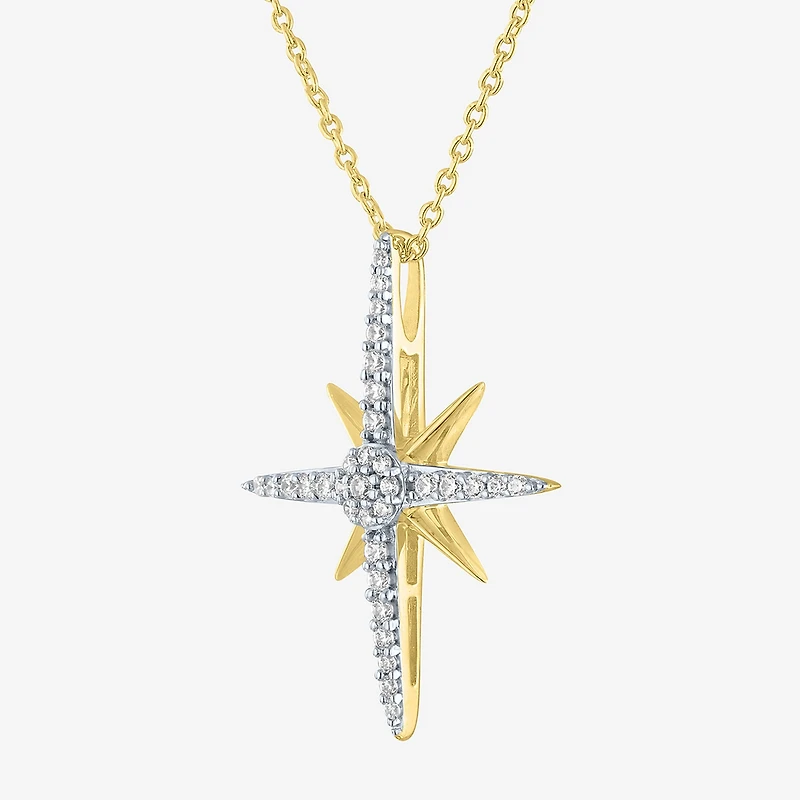 Diamond Addiction (G-H / Si2-I1) North Star Womens 1/4 CT. T.W. Lab Grown White 10K Gold 18 Inch Pendant Necklace