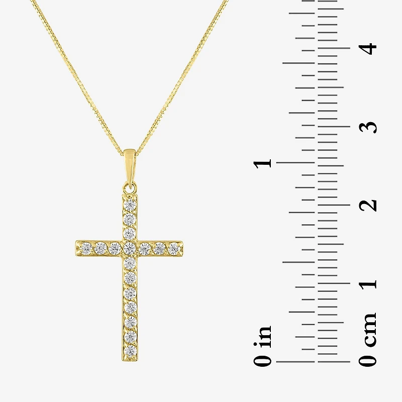 G-H / Si2-I1) Womens 1/ CT. T.W. Lab Grown White Diamond 10K Gold Cross 18 Inch Pendant Necklace