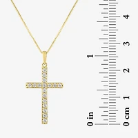 G-H / Si2-I1) Womens 1/ CT. T.W. Lab Grown White Diamond 10K Gold Cross 18 Inch Pendant Necklace