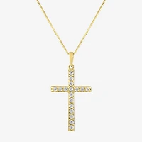 G-H / Si2-I1) Womens 1/ CT. T.W. Lab Grown White Diamond 10K Gold Cross 18 Inch Pendant Necklace