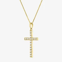 G-H / Si2-I1) Womens 1/ CT. T.W. Lab Grown White Diamond 10K Gold Cross 18 Inch Pendant Necklace