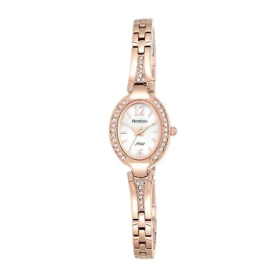 Armitron® Womens Crystal-Accent Oval Rose-Tone Bracelet Watch 75/5333MPRG