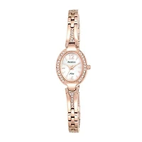 Armitron® Womens Crystal-Accent Oval Rose-Tone Bracelet Watch 75/5333MPRG