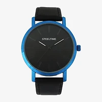 Steeltime Mens Black Leather 2-pc. Watch Boxed Set C6014w-668031b