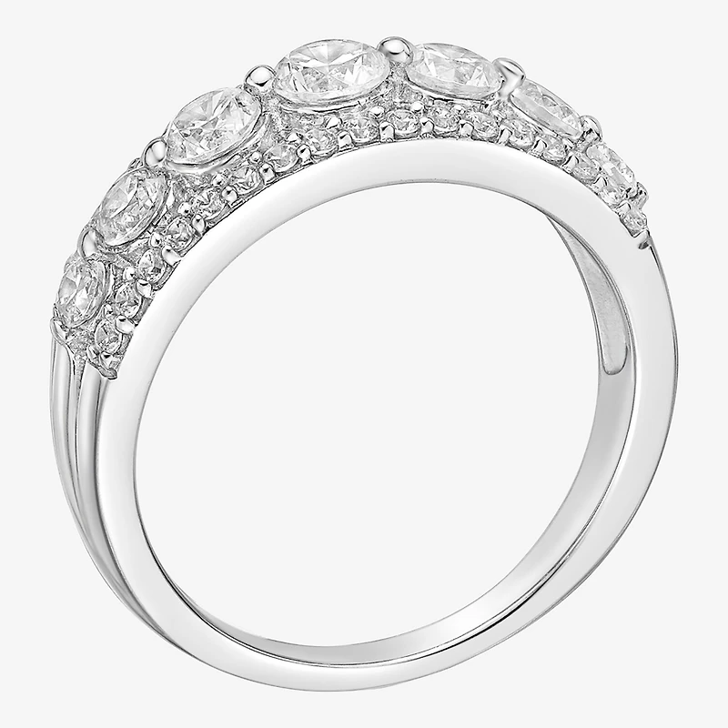 Diamonart Womens 3MM Cubic Zirconia Sterling Silver Band