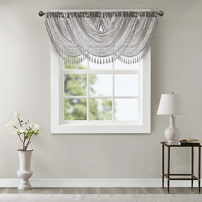 Madison Park Iris 38"W X 46"L Rod Pocket Waterfall Valance
