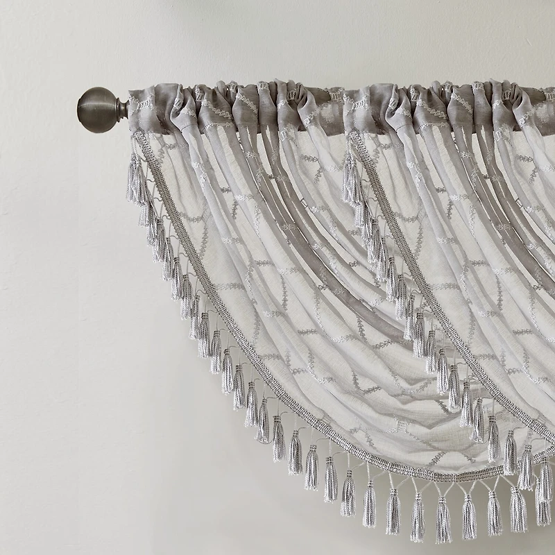 Madison Park Iris 38"W X 46"L Rod Pocket Waterfall Valance