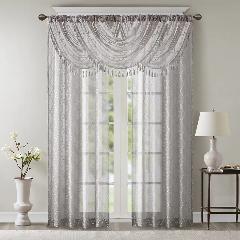 Madison Park Iris 38"W X 46"L Rod Pocket Waterfall Valance