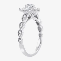 Signature By Modern Bride Womens 1/2 CT.T.W. Natural Diamond 10K or 14K White Gold Pear Side Stone Halo Engagement Ring