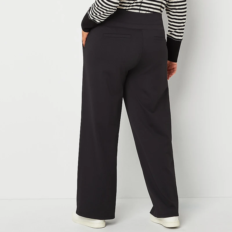 Stylus Womens Plus Wide Leg High Rise Pull-On Pant