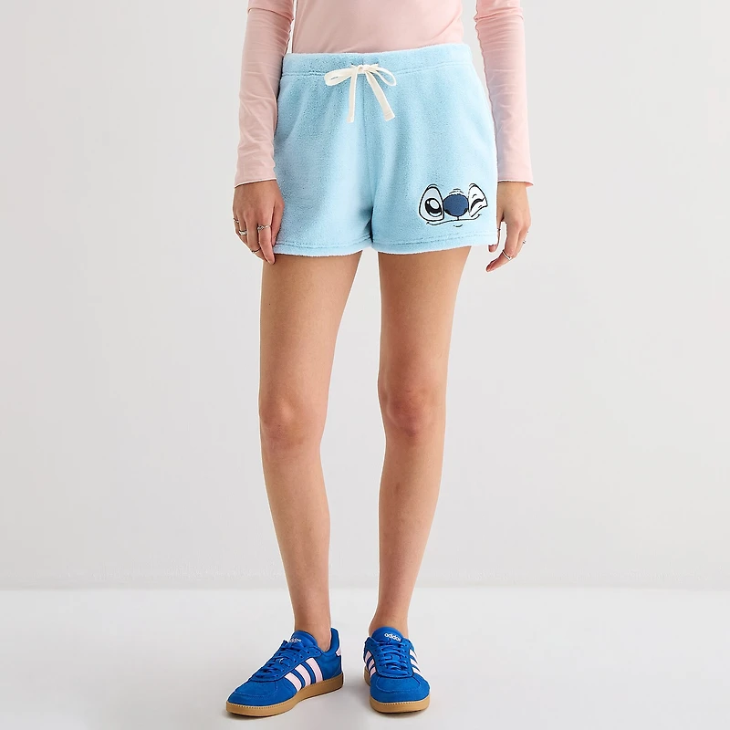 Stitch Sherpa Shorts Womens Juniors Lilo & Stitch Pull-On Short