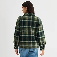 Arizona Shacket Womens Juniors Faux Fur Midweight Shirt Jacket