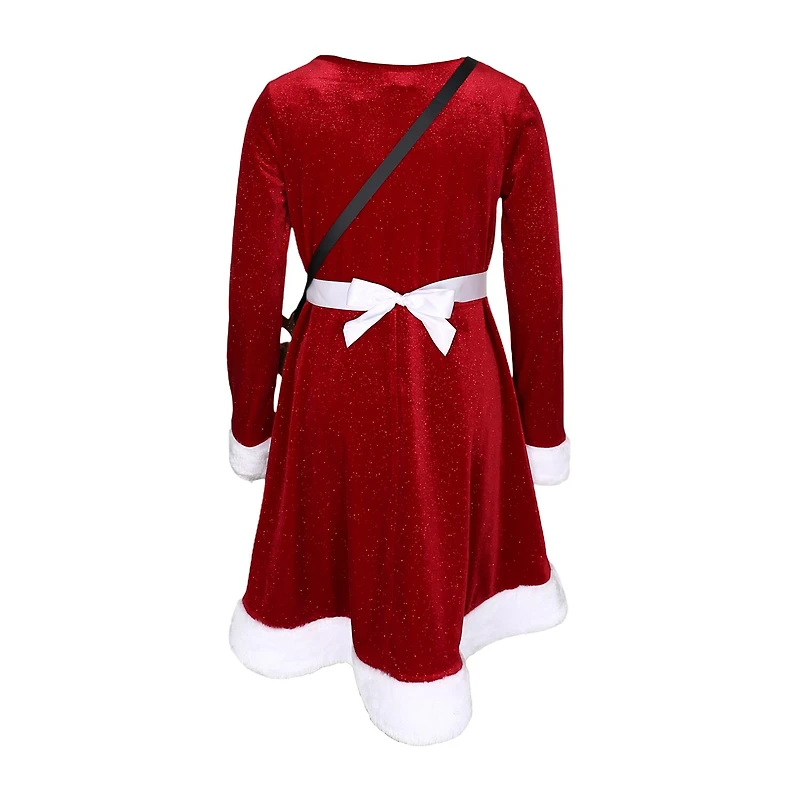 Lilt Little & Big Kid Girls Long Sleeve Fitted Velvet Fit + Flare Dress