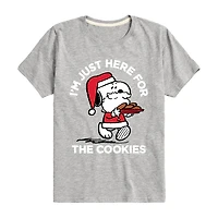 Santa Here For Cookies Little & Big Kid Boys Crew Neck Short Sleeve Regular Fit Peanuts Snoopy Graphic T-Shirt