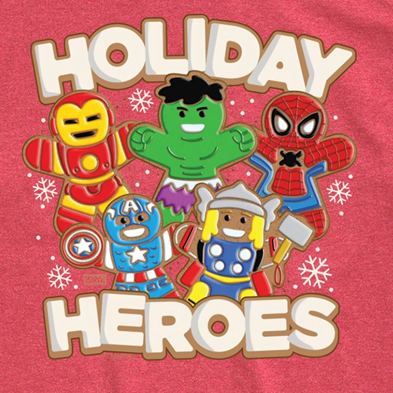 Holiday Heroes Cookies Little & Big Kid Boys Crew Neck Short Sleeve Regular Fit Avengers Graphic T-Shirt