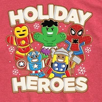 Holiday Heroes Cookies Little & Big Kid Boys Crew Neck Short Sleeve Regular Fit Avengers Graphic T-Shirt
