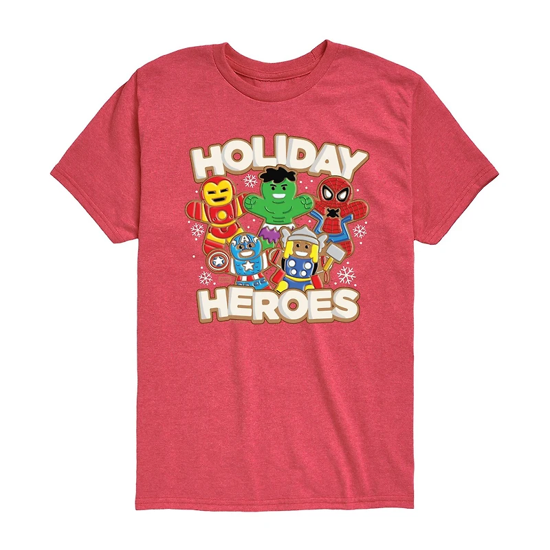 Holiday Heroes Cookies Little & Big Kid Boys Crew Neck Short Sleeve Regular Fit Avengers Graphic T-Shirt
