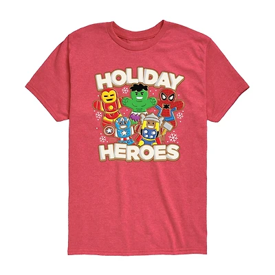Holiday Heroes Cookies Little & Big Kid Boys Crew Neck Short Sleeve Regular Fit Avengers Graphic T-Shirt