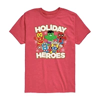 Holiday Heroes Cookies Little & Big Kid Boys Crew Neck Short Sleeve Regular Fit Avengers Graphic T-Shirt