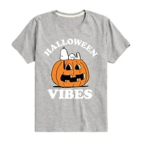 Halloween Vibes Pumpkin Little & Big Kid Boys Crew Neck Short Sleeve Regular Fit Peanuts Snoopy Graphic T-Shirt