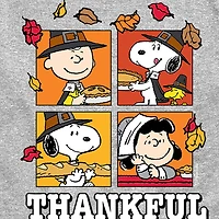 Thankfull Fall Thanksgiving Little & Big Kid Boys Crew Neck Short Sleeve Regular Fit Peanuts Graphic T-Shirt