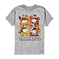 Thankfull Fall Thanksgiving Little & Big Kid Boys Crew Neck Short Sleeve Regular Fit Peanuts Graphic T-Shirt