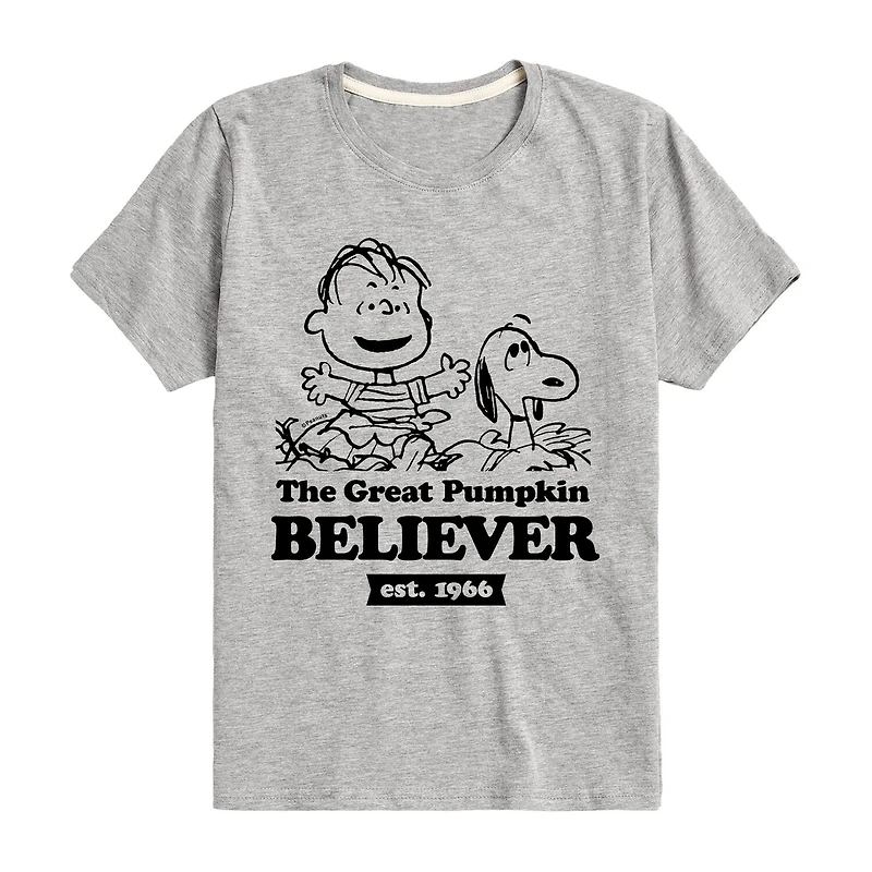 Linus Great Pumpkin Believer Little & Big Kid Boys Crew Neck Short Sleeve Regular Fit Peanuts Graphic T-Shirt