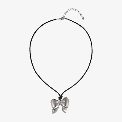 Arizona Silver Tone Womens Bow 18 Inch Pendant Necklace
