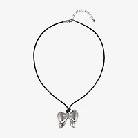 Arizona Silver Tone Womens Bow 18 Inch Pendant Necklace