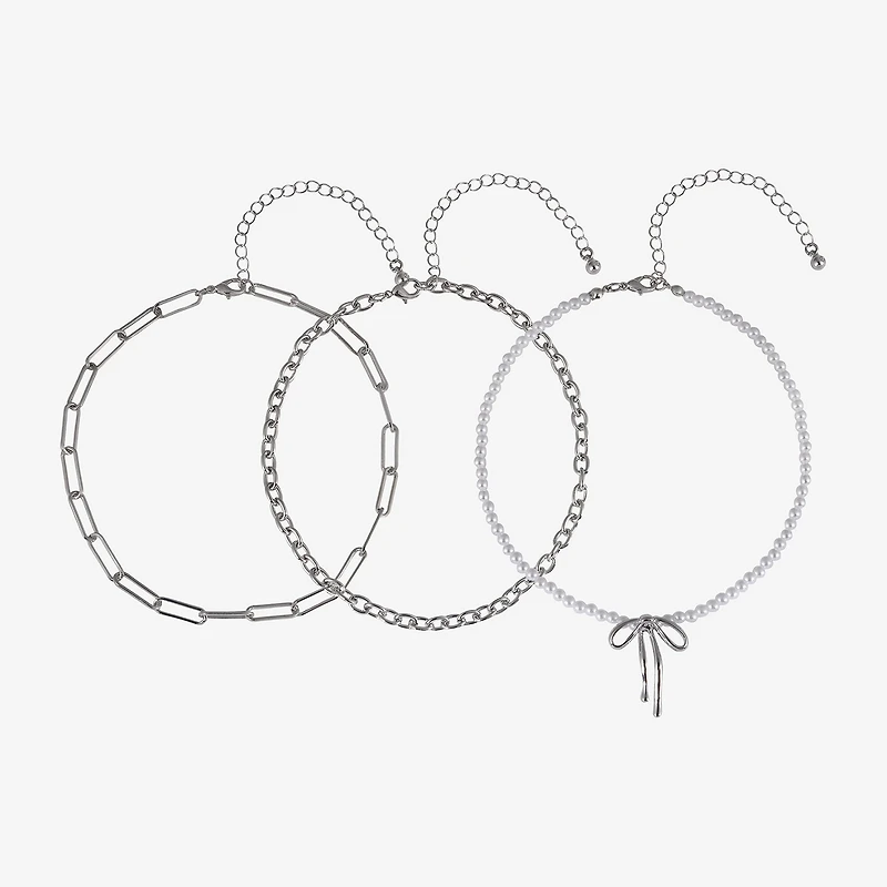 Arizona Silver Tone Womens Bow 3-pc. Necklace Set