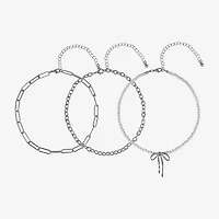 Arizona Silver Tone Womens Bow 3-pc. Necklace Set