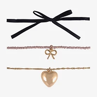 Arizona Gold Tone Womens Bow Heart 3-pc. Necklace Set