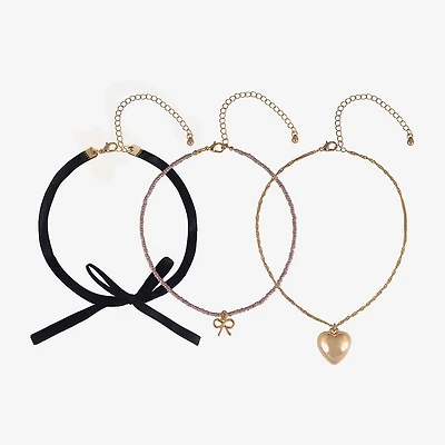 Arizona Gold Tone Womens Bow Heart 3-pc. Necklace Set