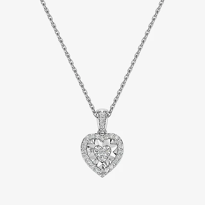 Yes, Please! (G/Si1-Si2) Womens 1/4 CT. T.W. Lab Grown White Diamond Sterling Silver Heart Pendant
