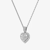 Yes, Please! (G/Si1-Si2) Womens 1/4 CT. T.W. Lab Grown White Diamond Sterling Silver Heart Pendant