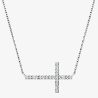 Yes, Please! (G, Si1-Si2) Womens 1/4 CT. T.W. Lab Grown White Diamond Sterling Silver Cross 18 Inch Pendant Necklace