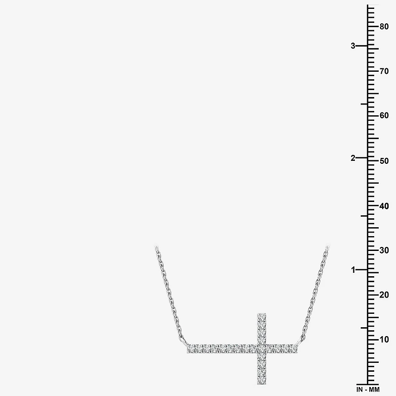 Yes, Please! (G, Si1-Si2) Womens 1/4 CT. T.W. Lab Grown White Diamond Sterling Silver Cross 18 Inch Pendant Necklace